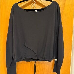 Fabletics Black Sweatshirt with Drawstring Detail